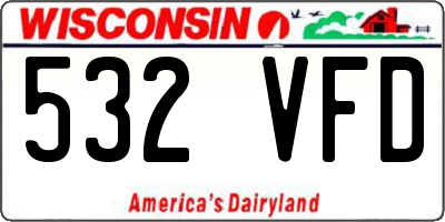 WI license plate 532VFD