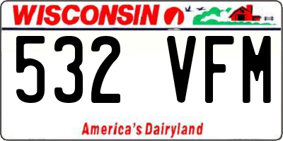 WI license plate 532VFM