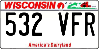 WI license plate 532VFR