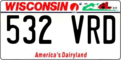 WI license plate 532VRD