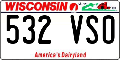 WI license plate 532VSO
