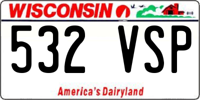 WI license plate 532VSP