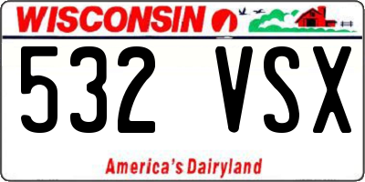 WI license plate 532VSX