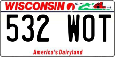 WI license plate 532WOT