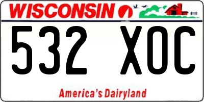 WI license plate 532XOC