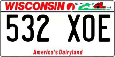 WI license plate 532XOE