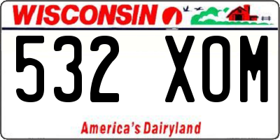 WI license plate 532XOM