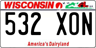 WI license plate 532XON