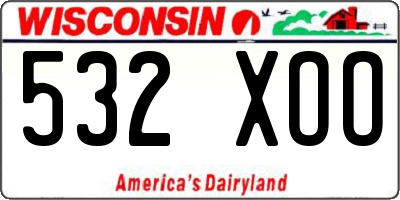 WI license plate 532XOO