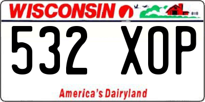 WI license plate 532XOP