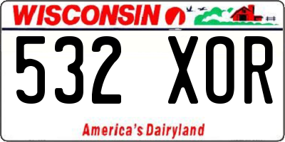WI license plate 532XOR