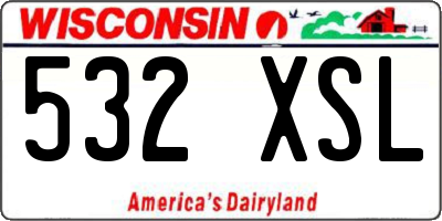 WI license plate 532XSL