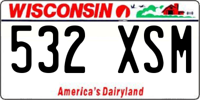 WI license plate 532XSM