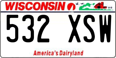 WI license plate 532XSW
