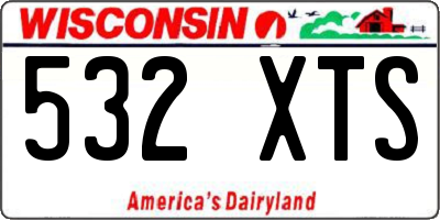 WI license plate 532XTS