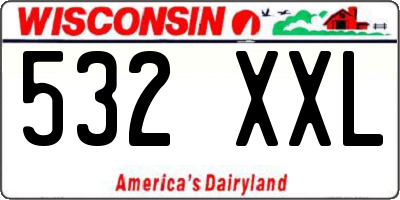 WI license plate 532XXL