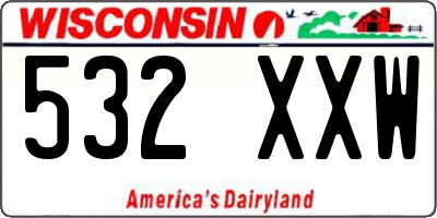 WI license plate 532XXW