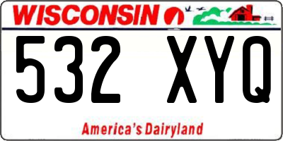 WI license plate 532XYQ
