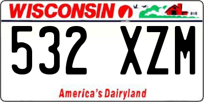 WI license plate 532XZM