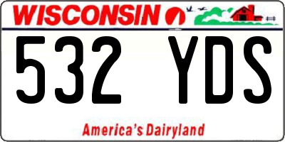 WI license plate 532YDS