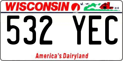 WI license plate 532YEC