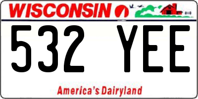 WI license plate 532YEE