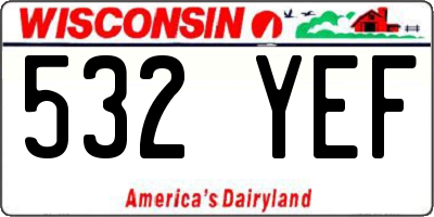 WI license plate 532YEF