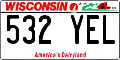 WI license plate 532YEL