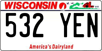 WI license plate 532YEN