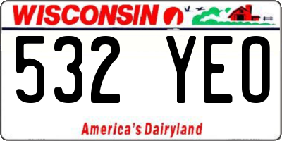 WI license plate 532YEO