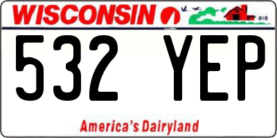 WI license plate 532YEP