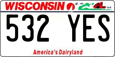 WI license plate 532YES