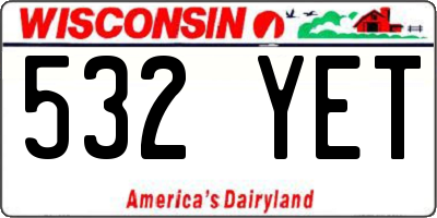 WI license plate 532YET