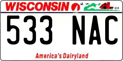 WI license plate 533NAC