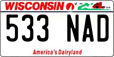 WI license plate 533NAD