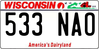 WI license plate 533NAO