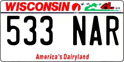 WI license plate 533NAR