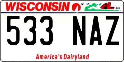 WI license plate 533NAZ