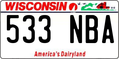 WI license plate 533NBA