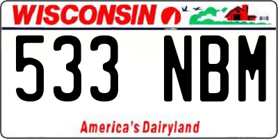 WI license plate 533NBM