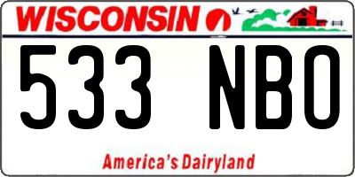 WI license plate 533NBO