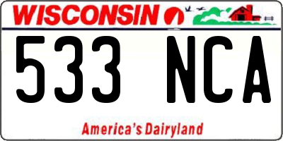 WI license plate 533NCA