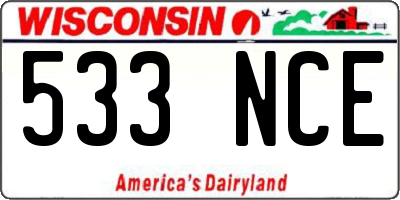 WI license plate 533NCE