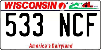 WI license plate 533NCF