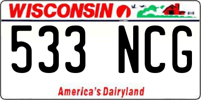WI license plate 533NCG