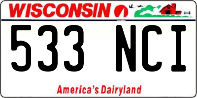 WI license plate 533NCI