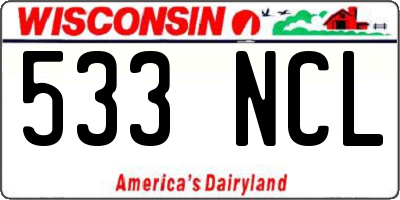 WI license plate 533NCL