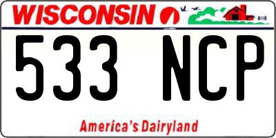 WI license plate 533NCP