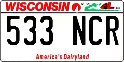 WI license plate 533NCR
