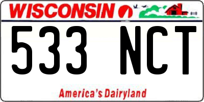 WI license plate 533NCT